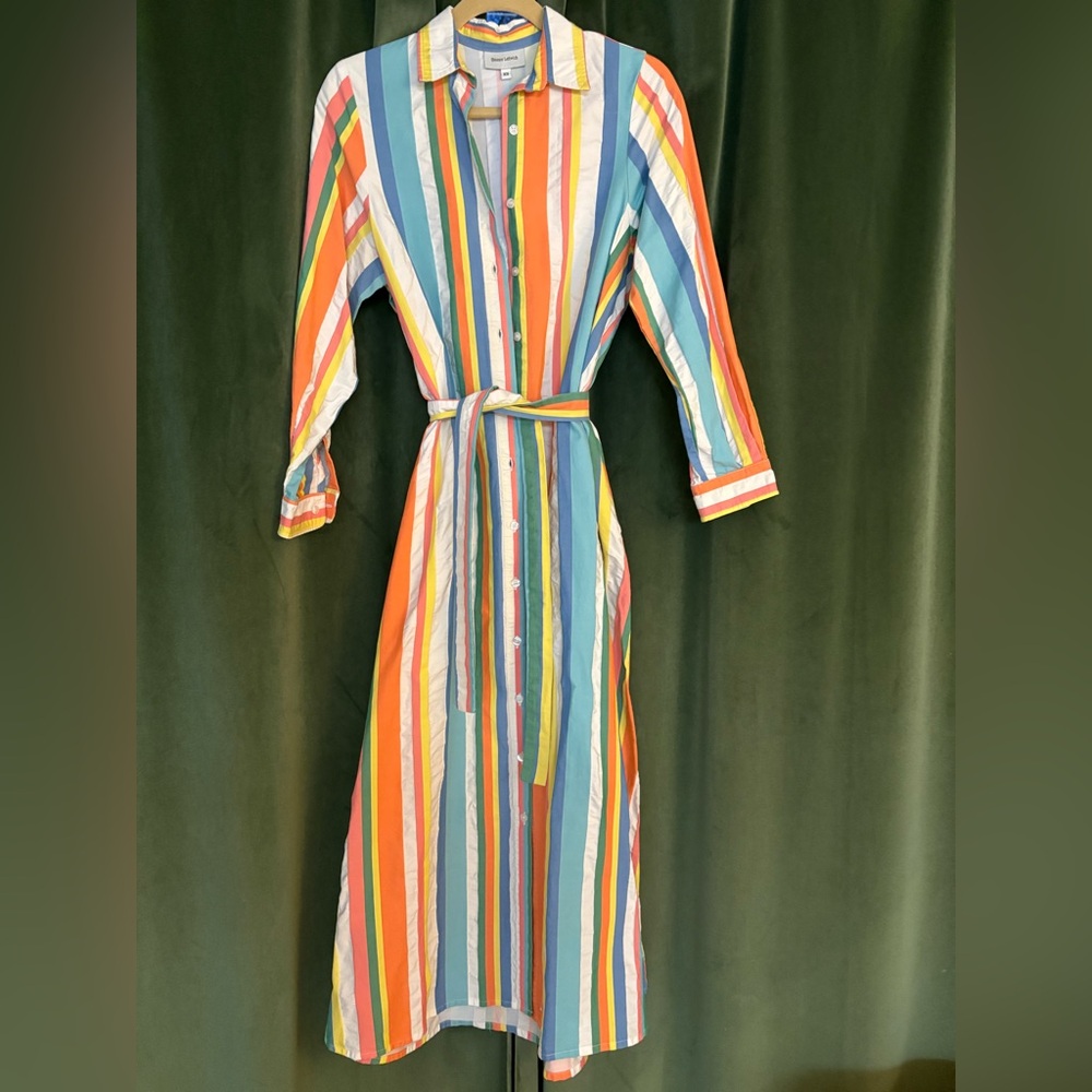 Eleanor Leftwich Striped Shirt Dress XS